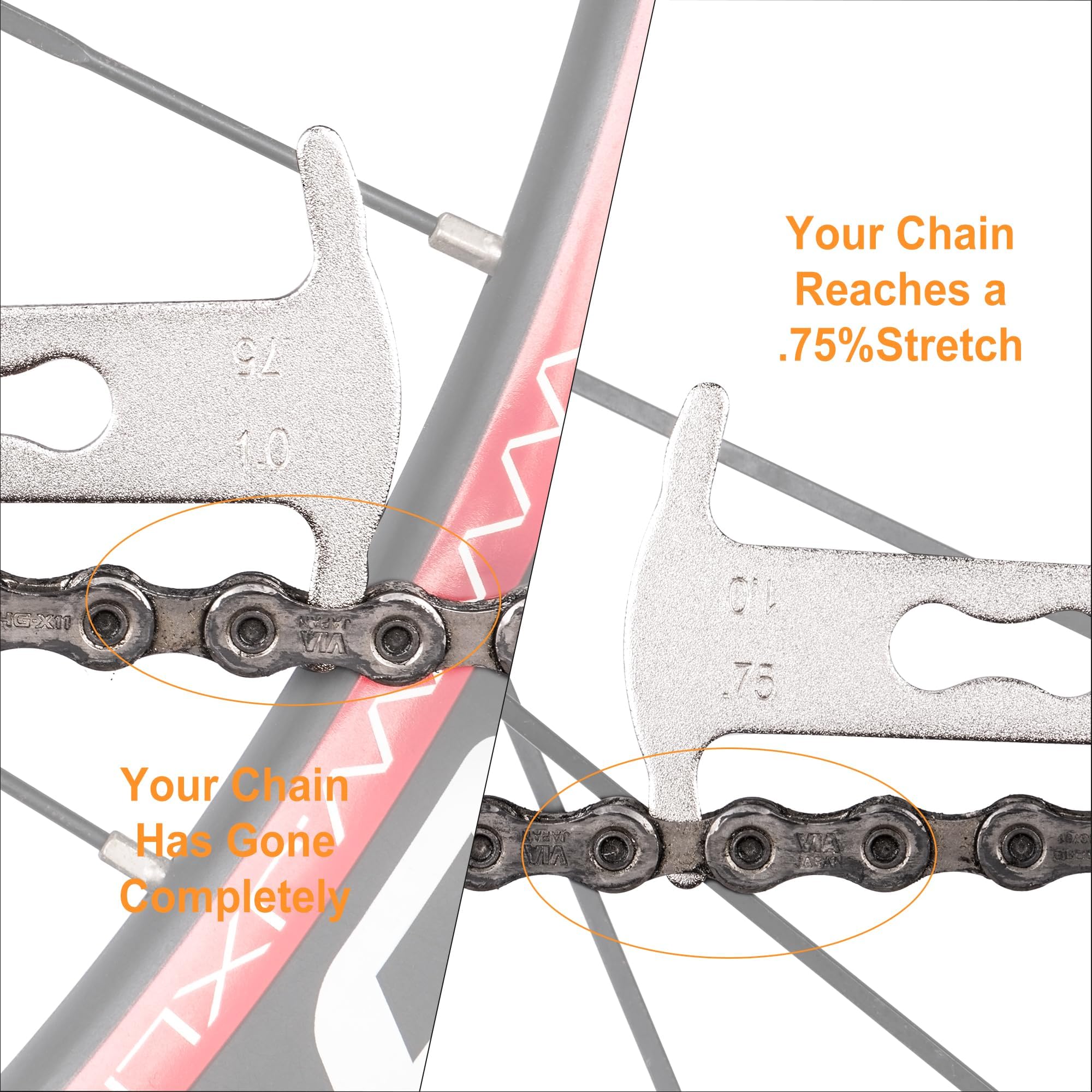 Misuratore di usura catena per biciclette – Calibro per catene a 7-12 velocità | Strumento Chain Checker compatibile con Shimano, SRAM, Campagnolo, KMC | Attrezzo per biciclette da corsa, MTB