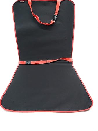 VSIX VG Denim Waterproof Pet Dog cat Puppy Car Seat Cushion Safe Mat Car Travel Conductor seat Protector(with Pocket & Dog Harness Belt) for All car Universal (Front pet seat Cover Black & RED)