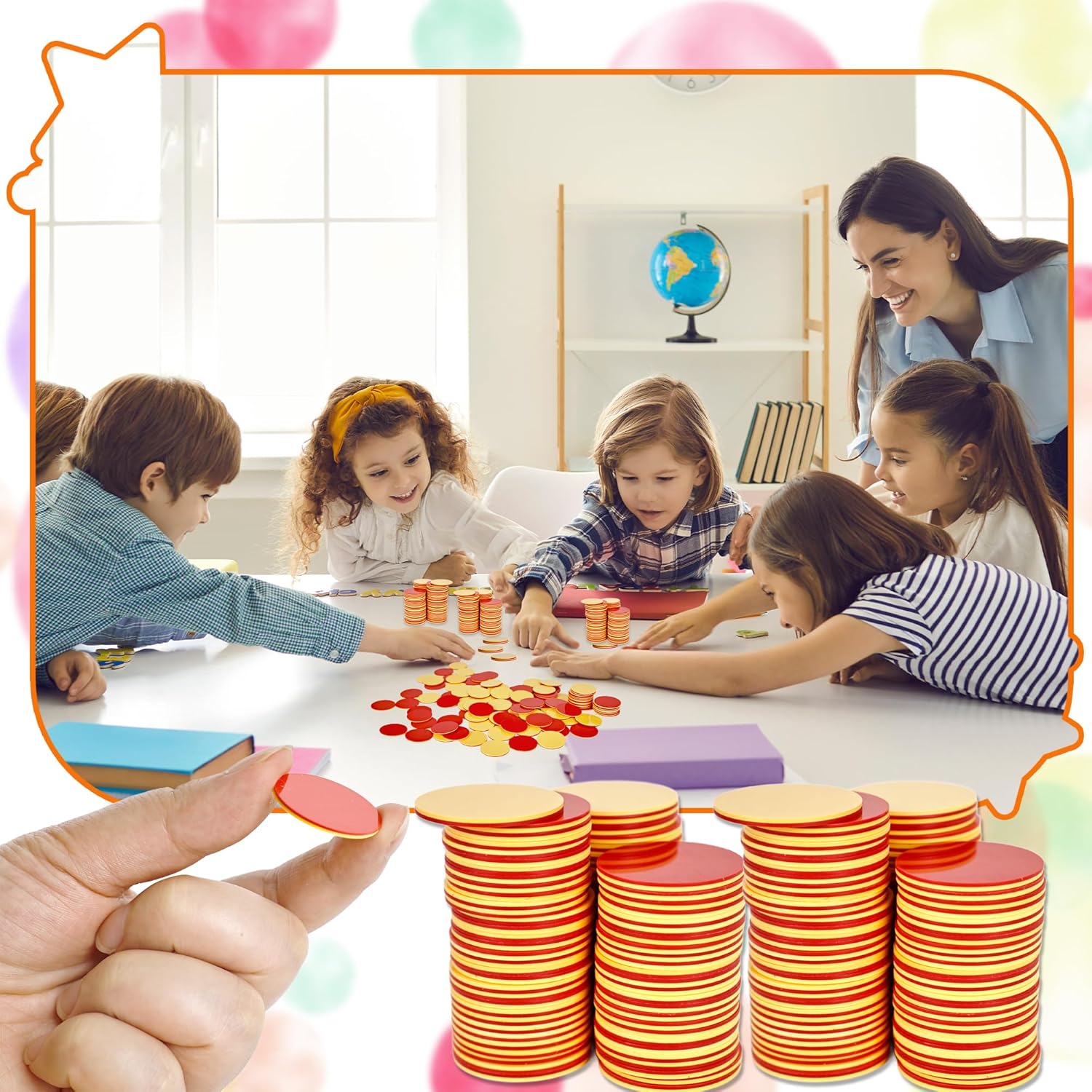 1200 Pcs Two Color Counter Plastic Math Counters Counting Chips for Counting Manipulatvies Educational Sorting Toys Family School Counter Supplies