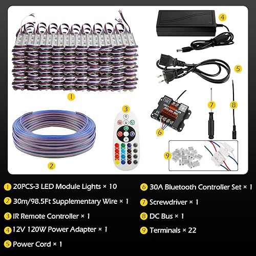 Miniatura 9 de Dyna-Living Luz LED RGBIC de 30 pies para escaparate y luces LED RGB de 100 pies, aplicación Bluetooth y control remoto IR, luces LED impermeables