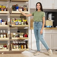 Vista 2 de LOVMOR Organizador de gabinete extraíble, cajones extraíbles para armarios, estante de cajones de madera deslizante, organizadores biselados de 8