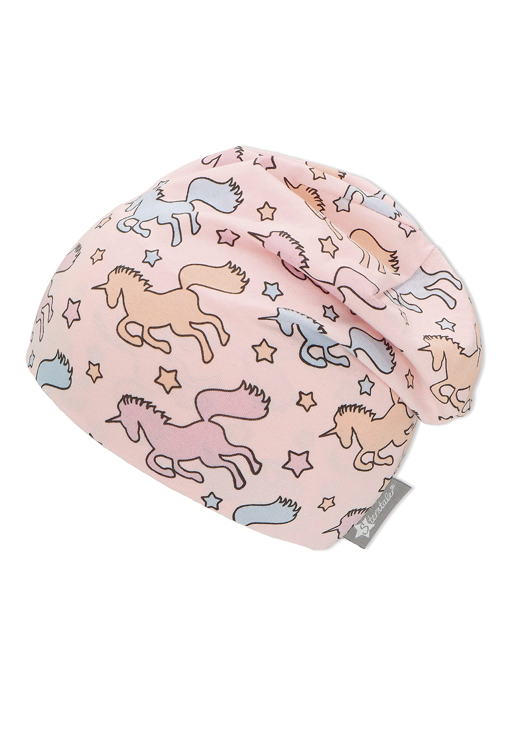 Sterntaler Dziewczęca czapka beanie z jednorożcem, Rosa, 49 cm