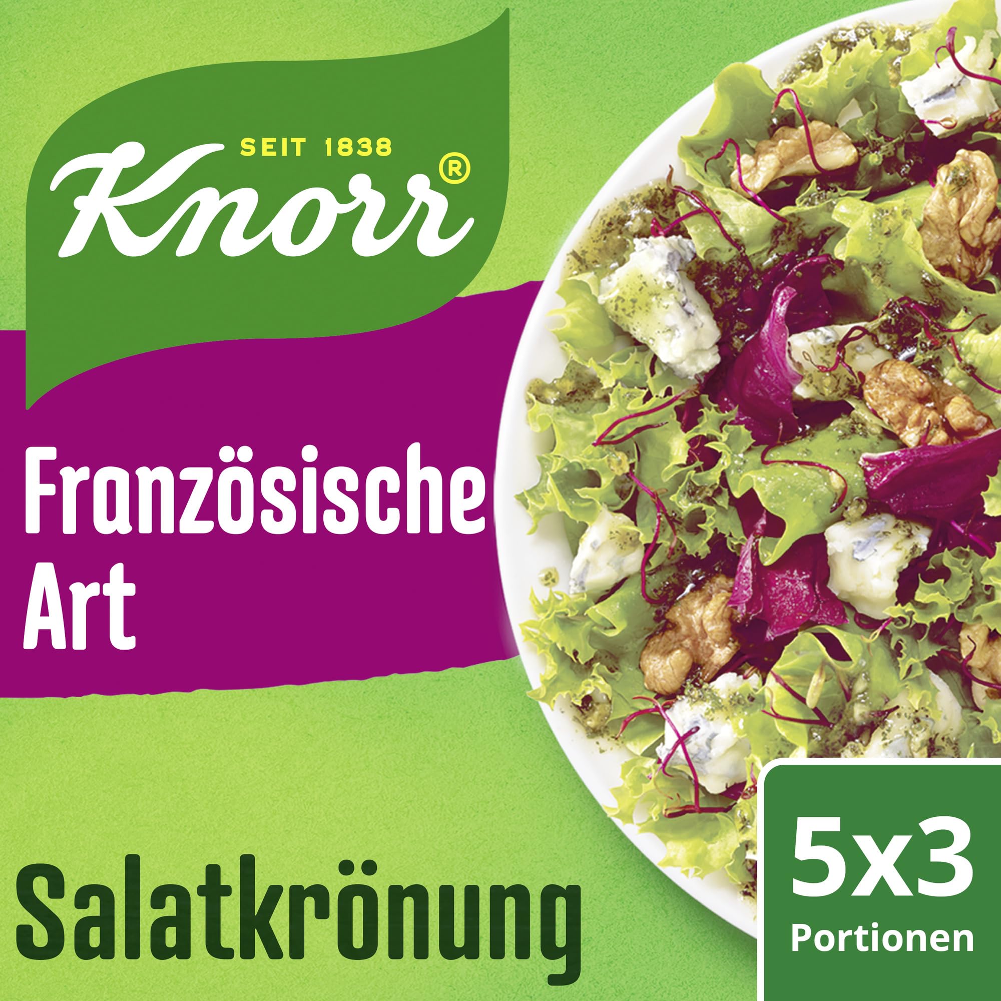 Knorr Salatkrönung Französische Art für ein leckeres Salatdressing mit natürlichen Zutaten* 15 x 5 x 90ml