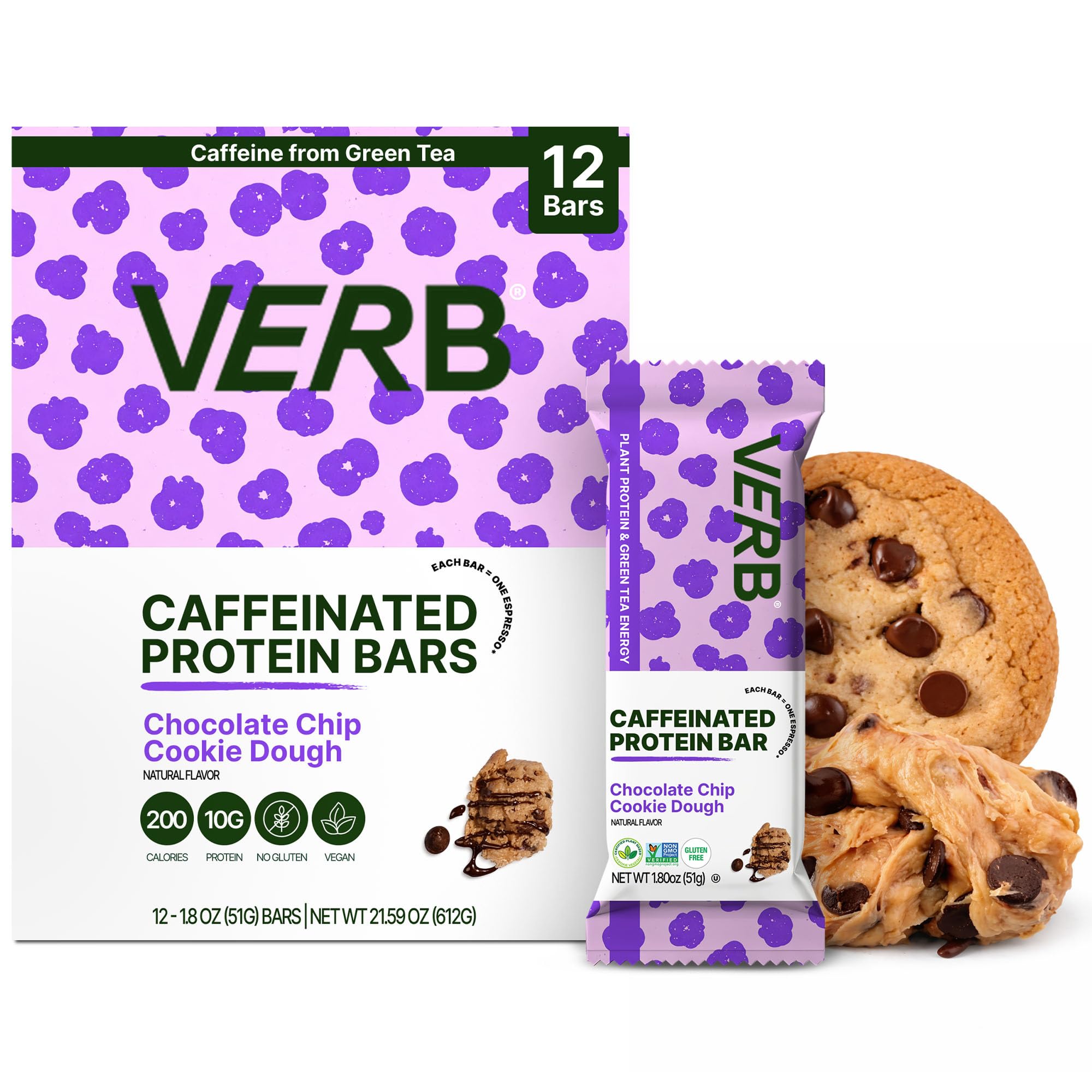 Amazon.com : Verb Energy - Caffeinated Protein Bars Chocolate Chip