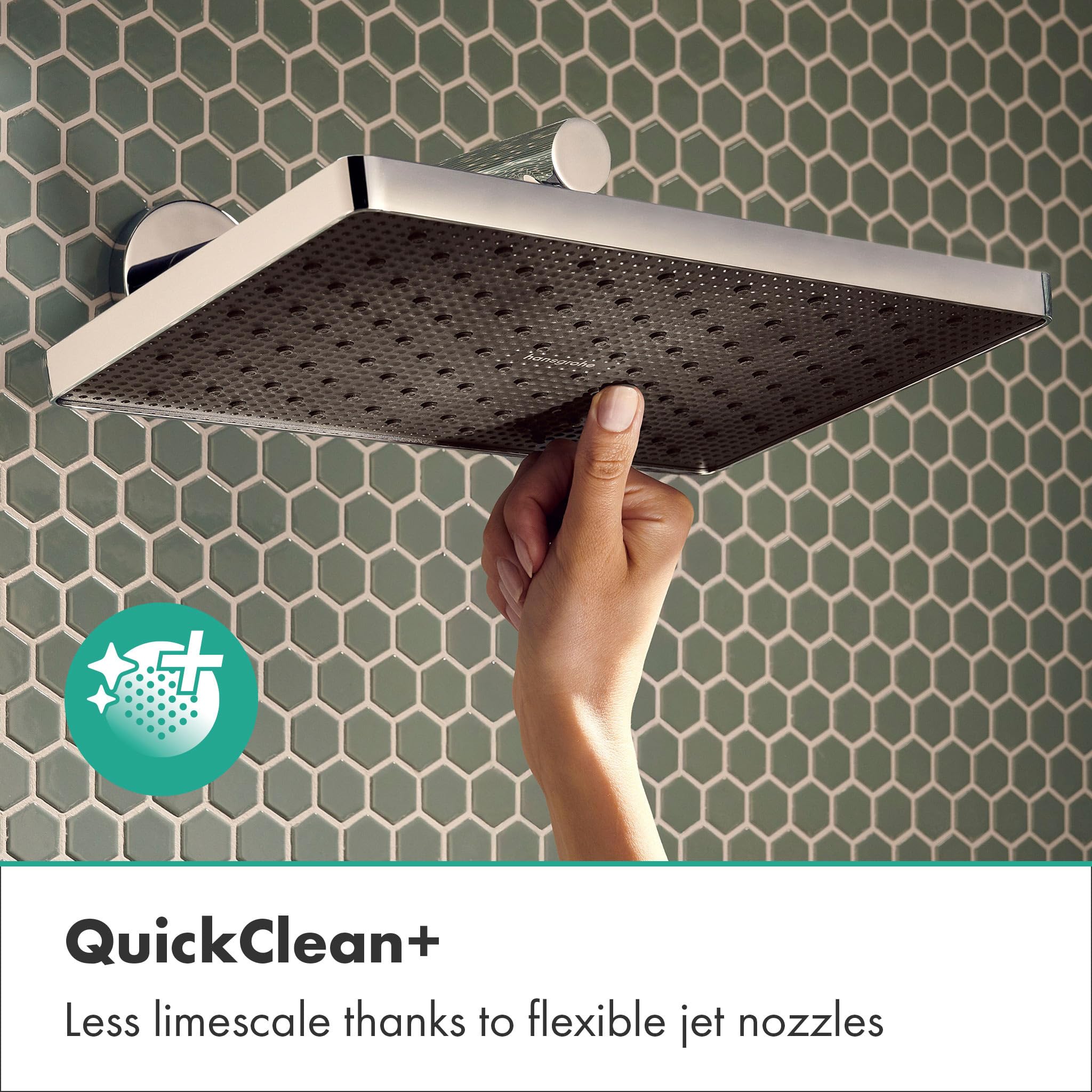 hansgrohe Activera Q - Kopfbrause, Duschbrause (290 x 180 mm), Regendusche mit 1 Strahlart für Wand- oder Deckenmontage, Brausekopf mit Antikalk-Funktion, Chrom, 28737000