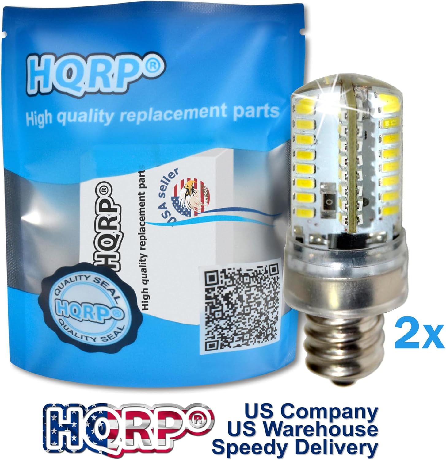 HQRP 2-Pack 7/16 110V LED Light Bulbs Cool White Compatible with Brother VX857 / VX880 / VX890 / VX1100 / VX1120 / VX1125 / VX1140 / VX1200 / VX-1435 Sewing Machine