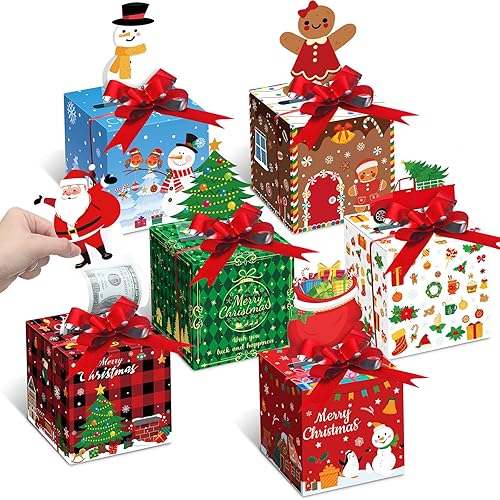 Vista 12 de Cholemy 12 piezas Cajas de Dinero de Navidad para Efectivo Pop up Portadores de Dinero de Navidad para Regalo en Efectivo DIY Sorpresa Alegre Caja