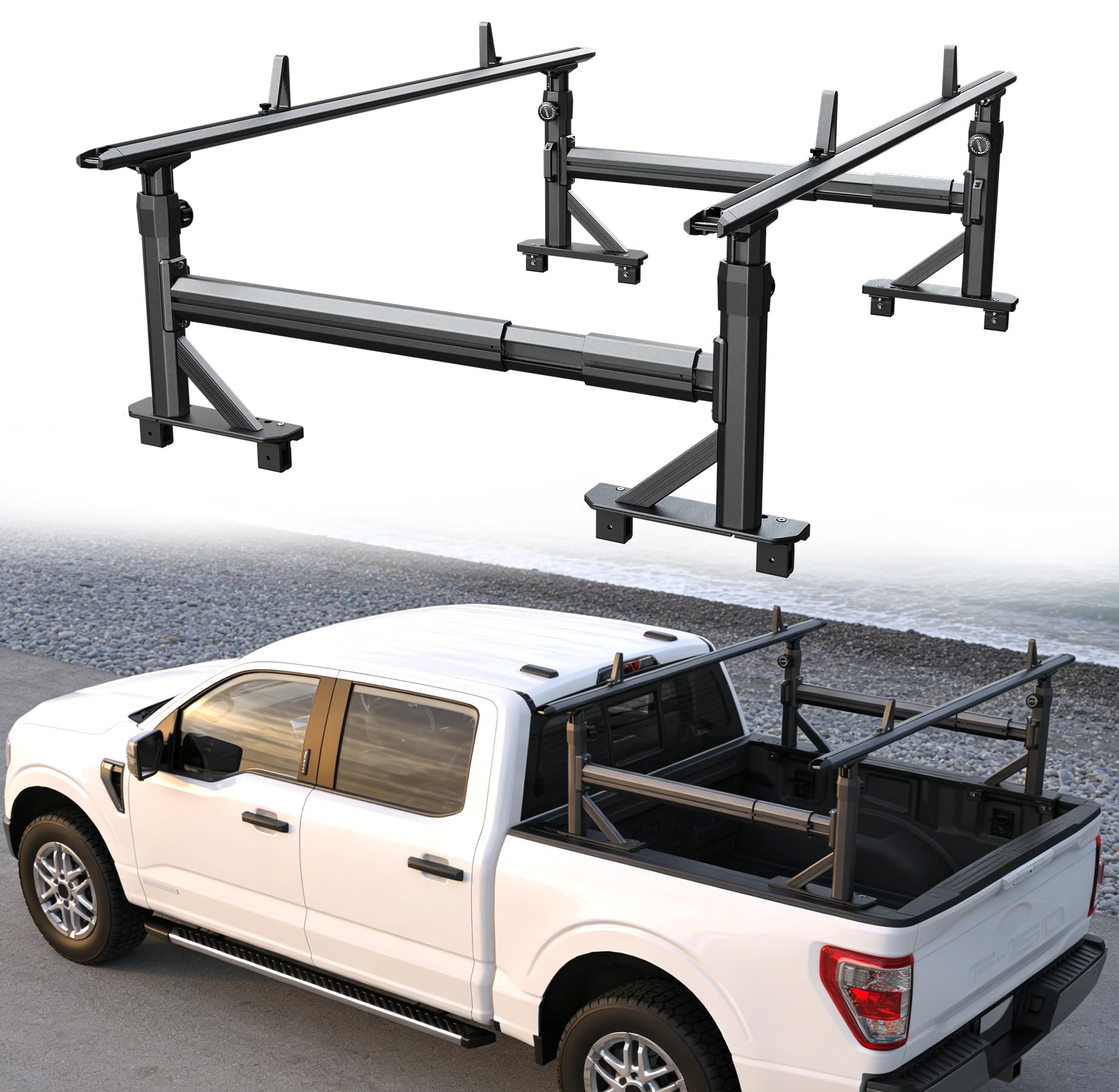 TRUMGETA Truck Rack with Side Bars Fit for F-150, Silverado, Ram, Sierra