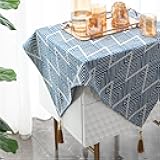 Utobanh 26 inch Square Jacquard Tablecloth Small Table Cover for Nightstand Bedside Table Printer Tabletop Decoration Blue