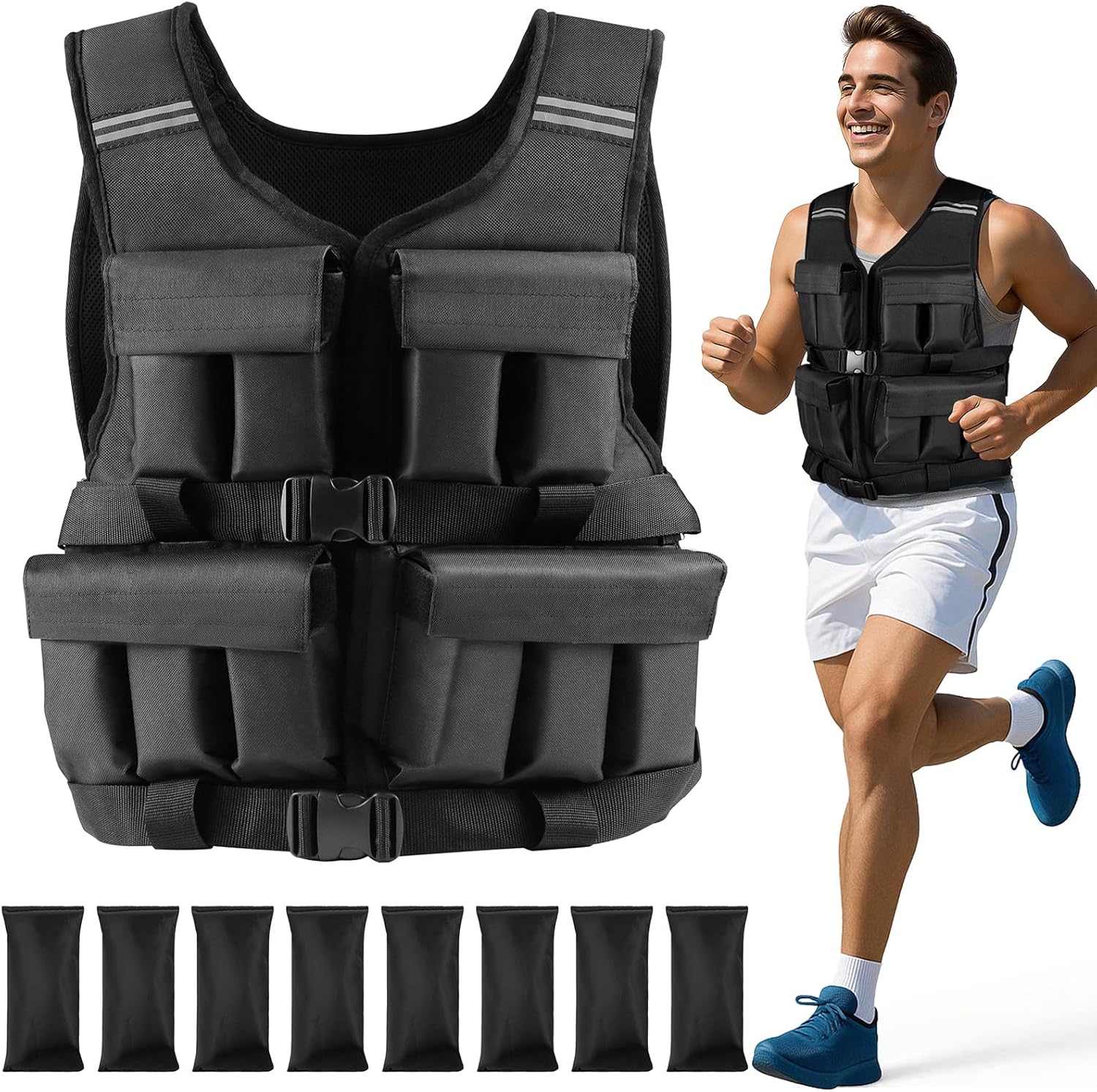 Weighted Vest for Men Woman 18lbs | 30lbs | 40lbs – With Shoulder Pads, Adjustable Weight Vest For Walking, Rucking, Cross Training, Running, Muscle Building – Breathable, Comfortable, Washable