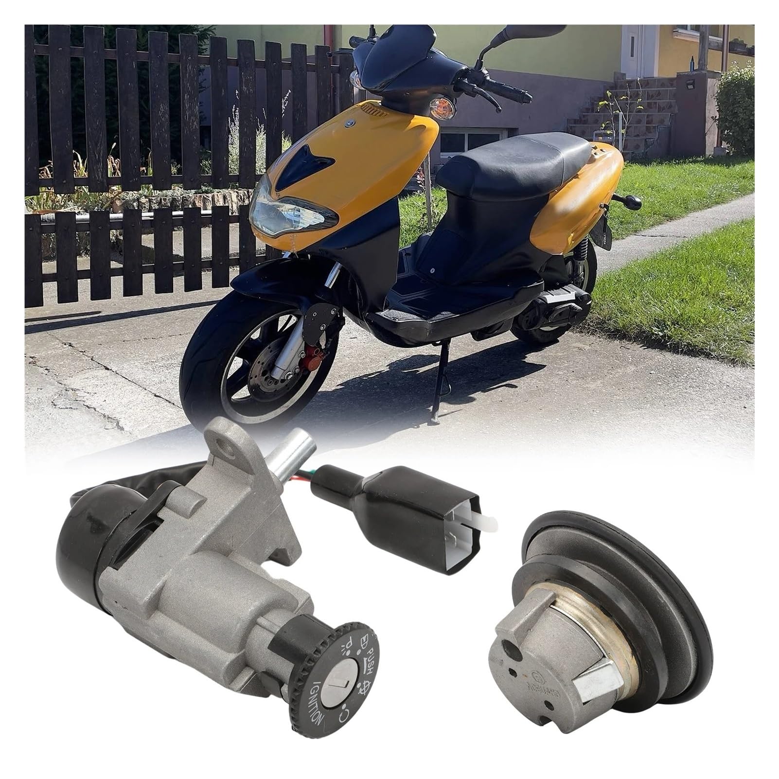 erruptor bloqueo encendido Para Keeway RX8 RY8 50 Ccm CPI Hussar Oliver Sport City Para Palomitas Maíz (4 Pines) 1 Juego Bloq ueo Encendido Tapa Combustible Bloqueo Asiento