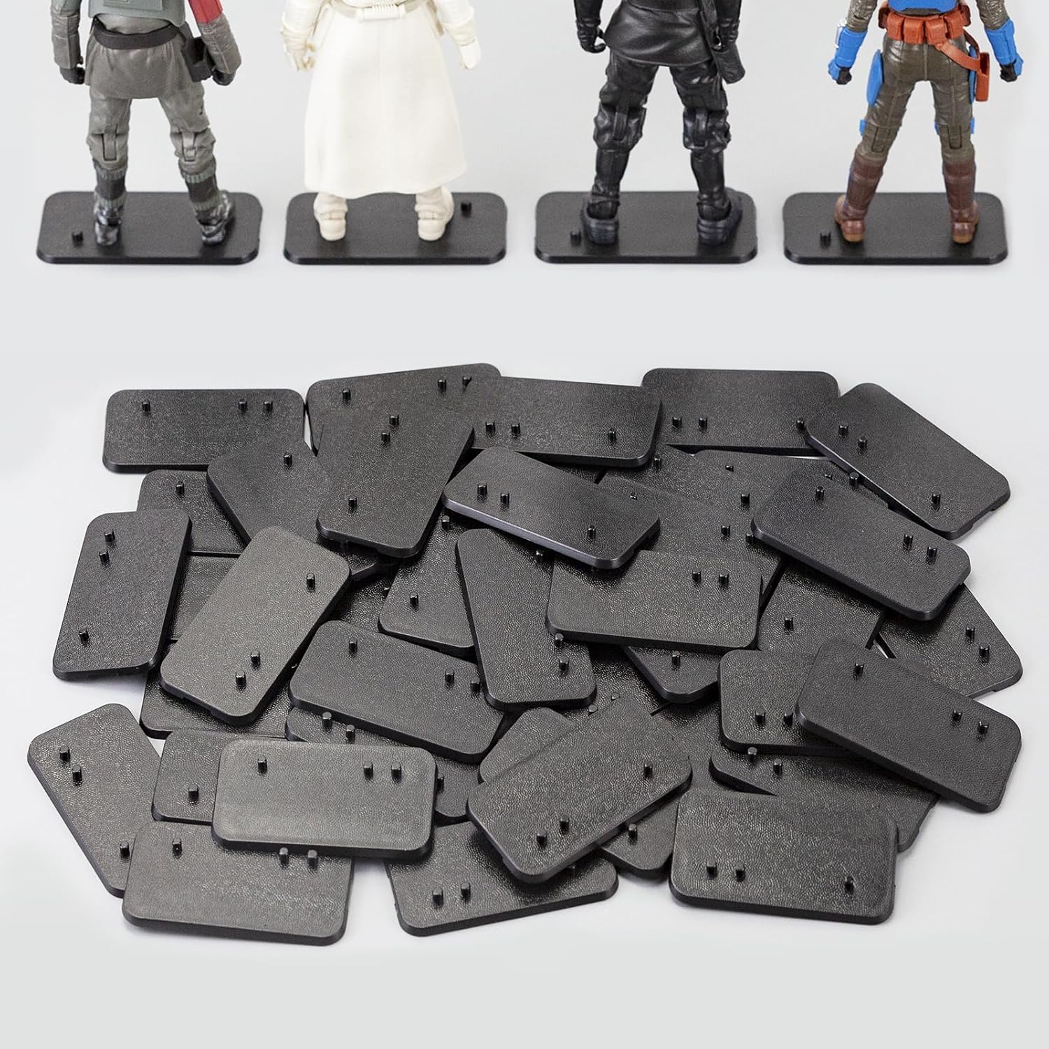 Star Was Black Series 6 inch Action Figure Stand, 1/12 Scale Original Support Display Feet Stands with Multi-Pegs, Figures Toy Organizer Bases Holder Accessories - Black Square - 32Packs