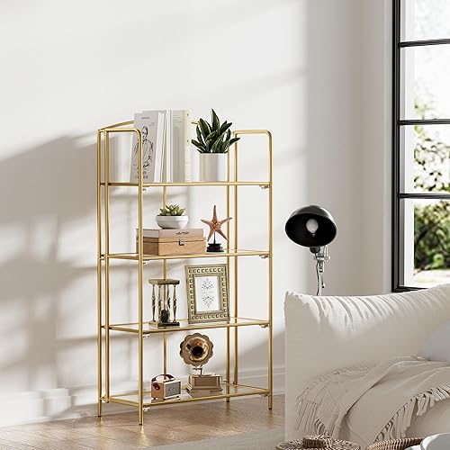 Miniatura 216 de Crofy - Estantería plegable sin montaje para sala de estar, estante plegable blanco de 5 niveles para oficina en casa, organizador de almacenamiento