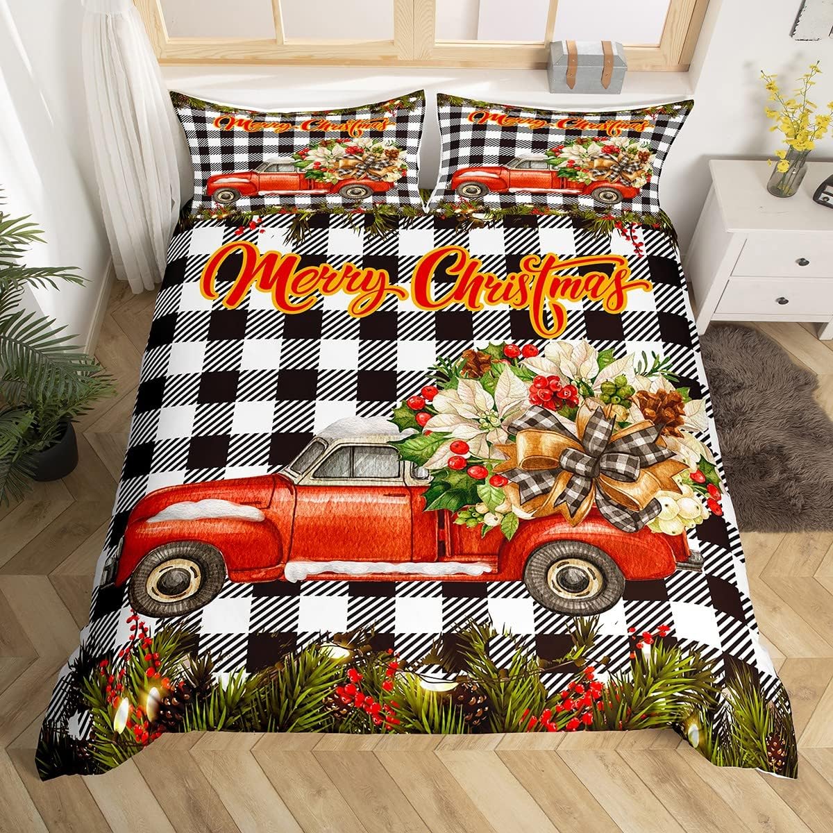 Christmas Bedding Duvet Cover Set Kids Racing Car Xmas Theme Bedding