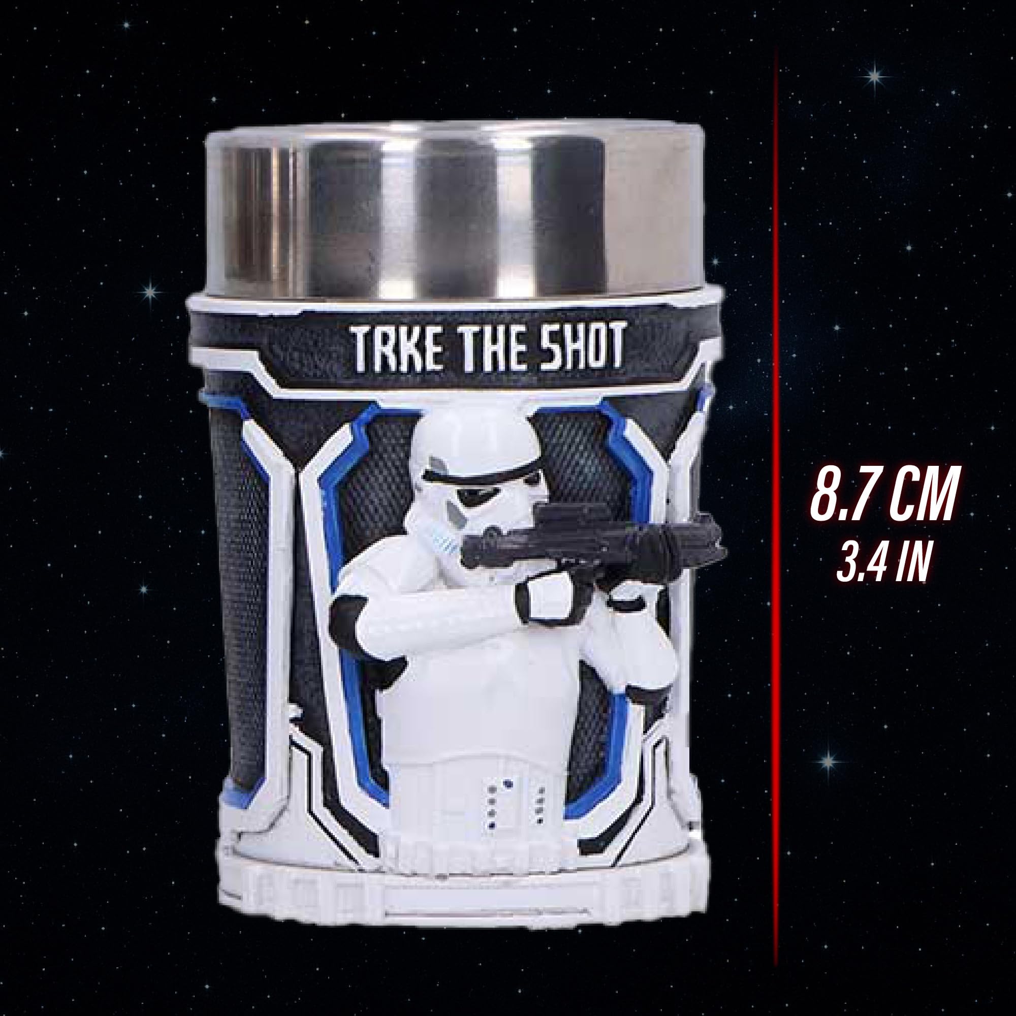 Nemesis Now Lot de 3 verres à shot Star Wars Stormtrooper en résine à collectionner avec design sculpté 3D, inserts en acier inoxydable, 8,7 cm