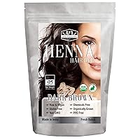 Vista 1 de Tinte orgánico de henna marrón oscuro para el cabello, color natural certificado por USDA, sin gluten y sin crueldad