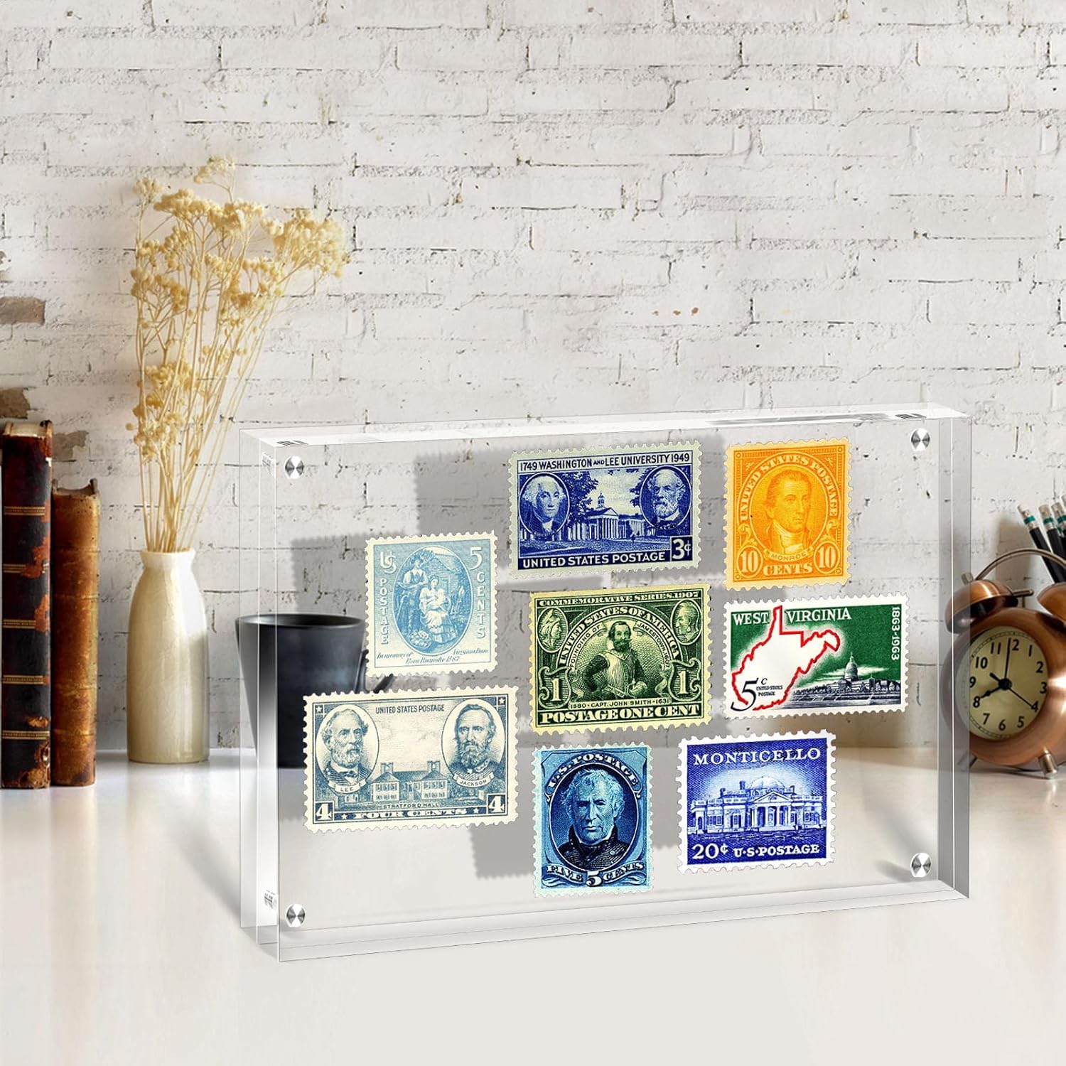 6 PACK Clear Acrylic Picture Frames 5x7 inch Vertical or Horizontal Stand-Up Desktop Table Top Acrylic Photo Blocks Frame Set with Heavy Magnetic Double-Sided Clarity - Ideal for Wedding,