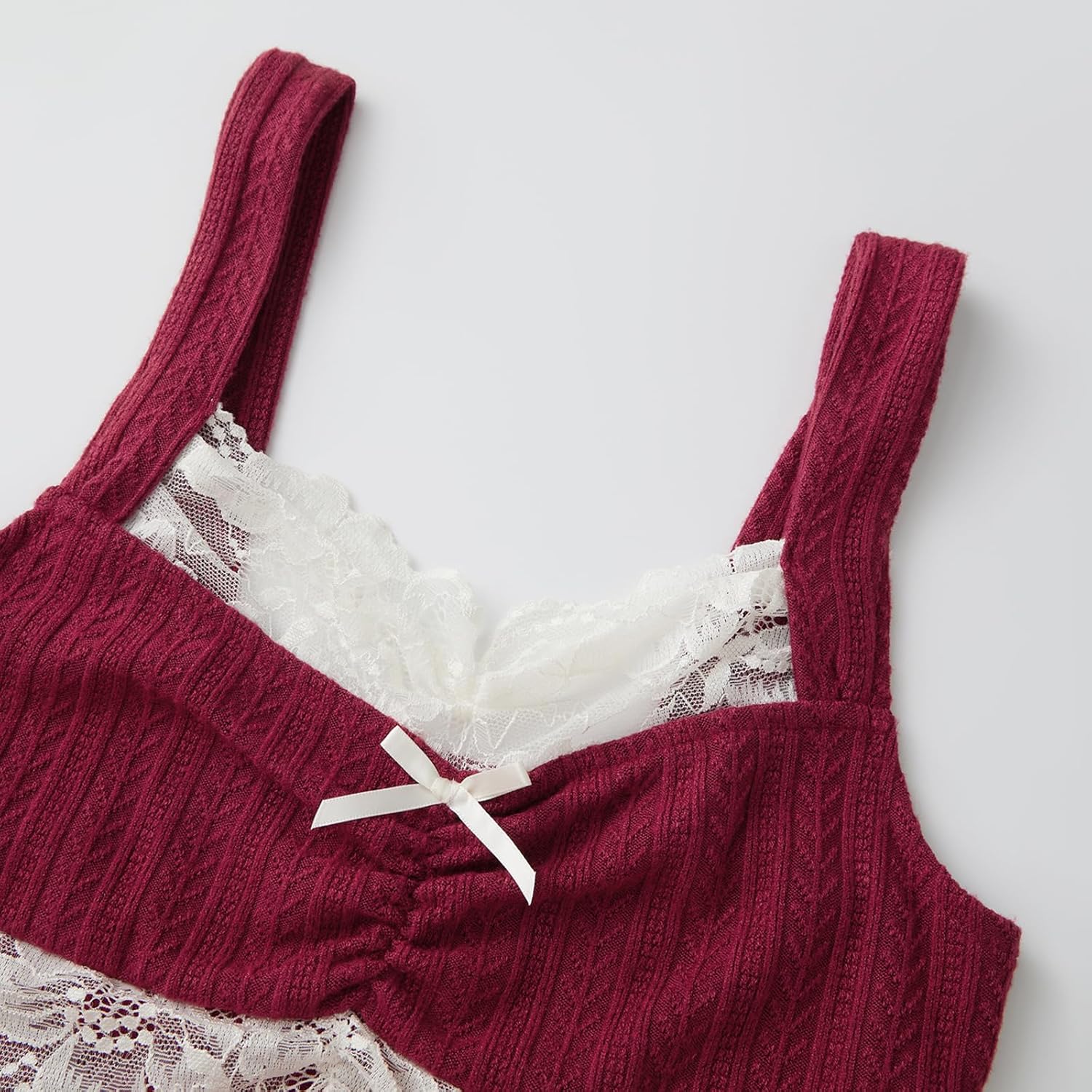 Fairy Grunge Tank Tops Women Vintage Lace Trim Ruched Cami Shirt Polka Dot Slim Fit Aesthetic Coquette Clothes - Image 5