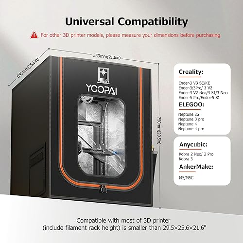 Miniatura 2 de Caja de impresora 3D con iluminación LED, cubierta protectora de temperatura constante a prueba de polvo para Creality Ender 3Ender 3 ProEnder