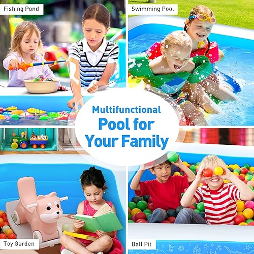 Miniatura 6 de Googo - Piscina inflable de 118 x 72 x 20pulgadas familiar para colocar sobre el suelo para niños y adultos piscina fácil de armar para patio