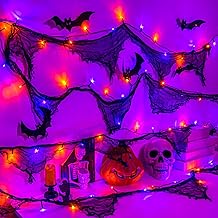 cshare Halloween Lights Battery Operated or USB, Creepy Cloth String Lights with Timer Waterproof 9.8ft 30LED Orange and Purple String Lights Halloween Decortions for Fireplace Window Door Mirror