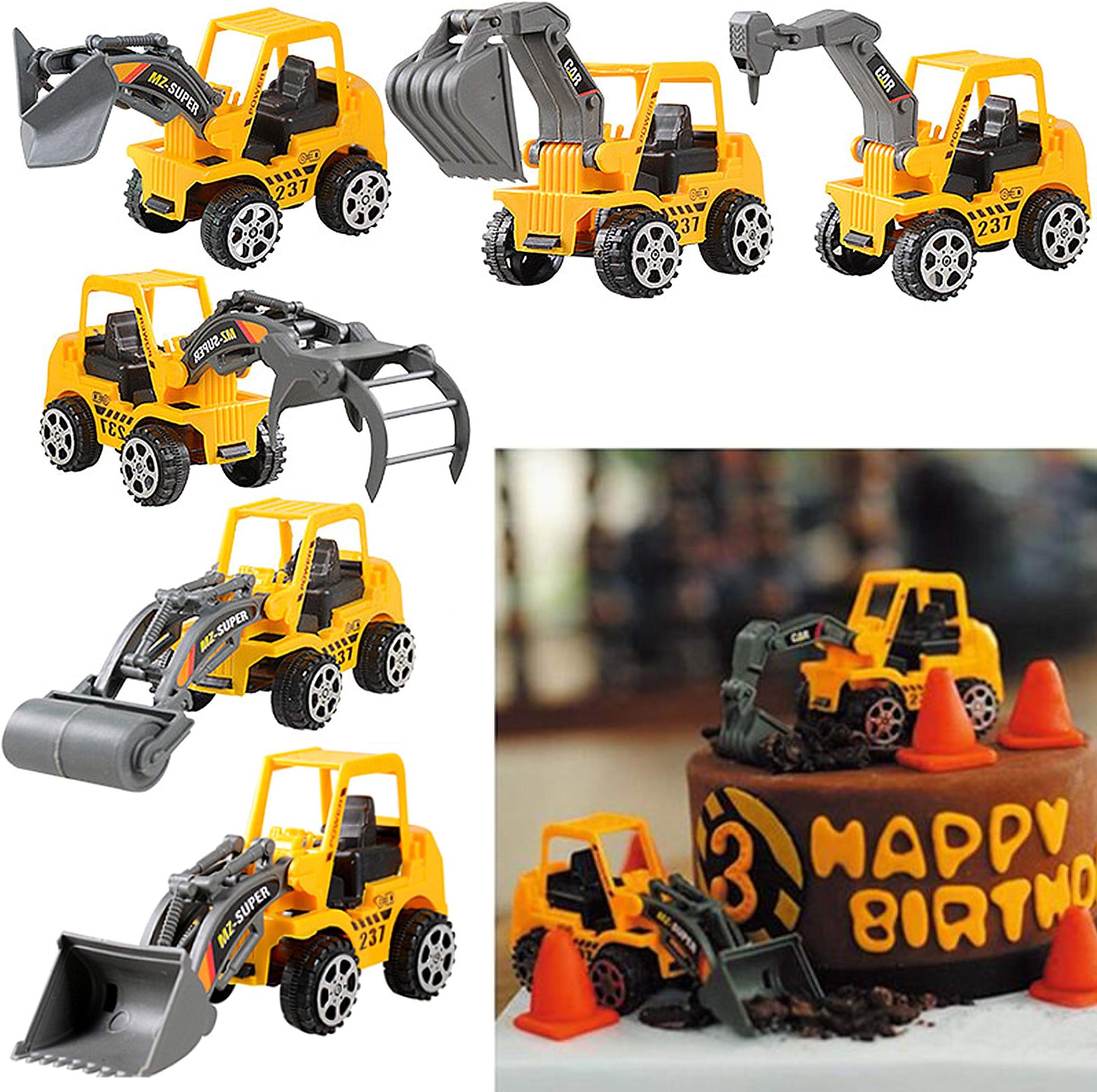 Theme Party Supplies Cake Decoration Cupcake Toppers and Wrappers (Construction Vehicle)
