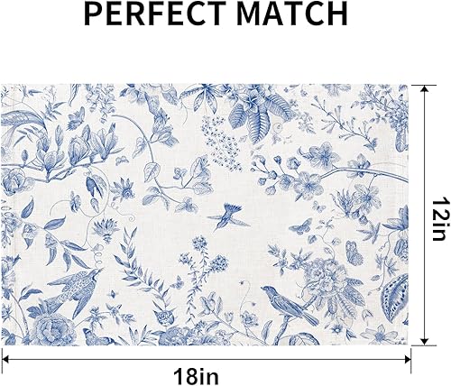 Miniatura 5 de QIYI Juego de 6 manteles individuales bohemios de 12 x 18 pulgadas, manteles individuales de tela de lino para cocina y comedor, manteles