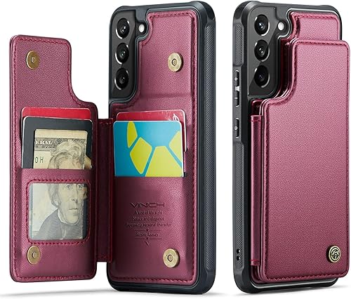 Funda para Samsung Galaxy S22 con tarjetero, para Samsung S22 Funda tipo cartera para mujeres y hombres con bloqueo RFID, funda duradera a prueba de