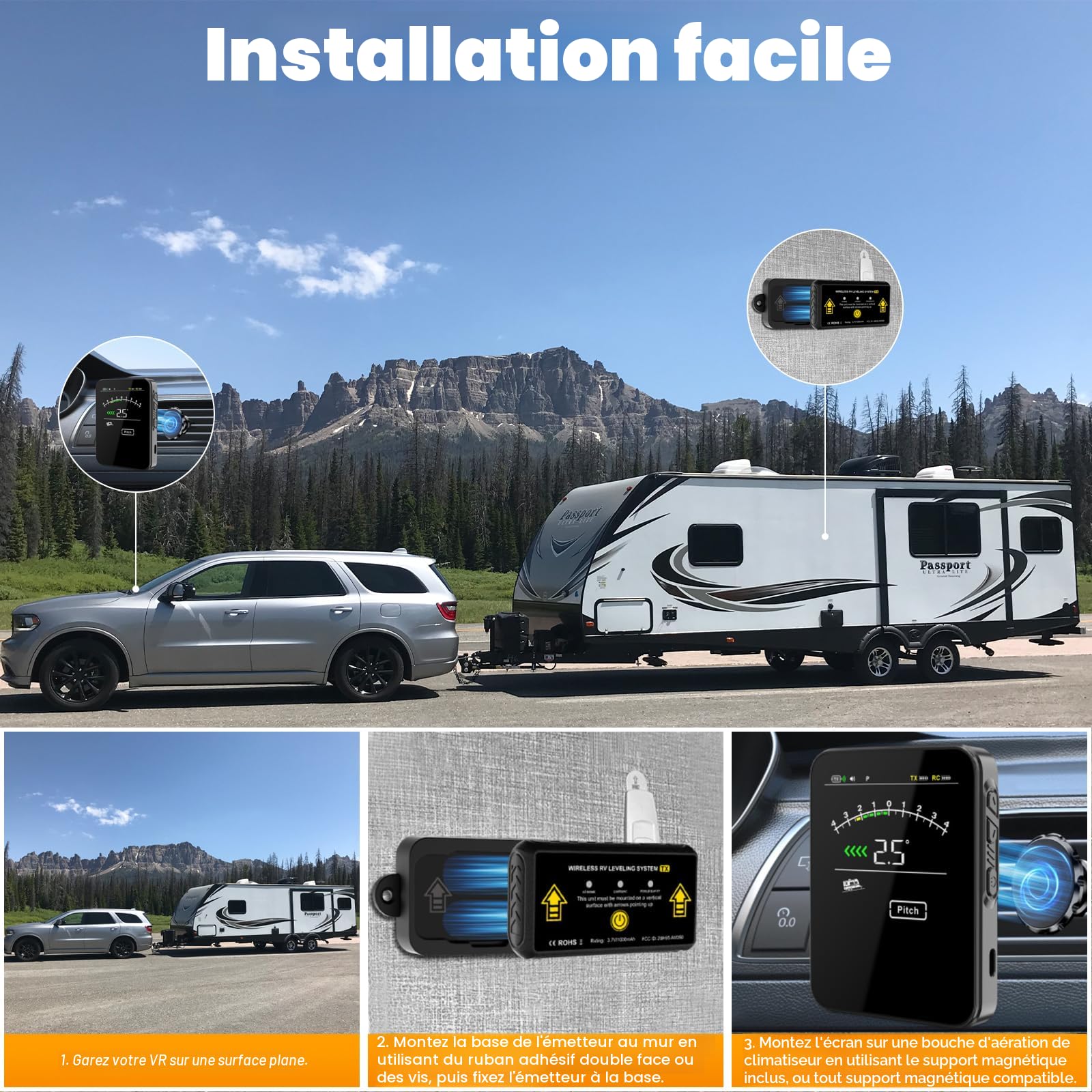 Système Nivellement Camping-Car Sans Fil - Niveleur Haute Précision 6 Axes