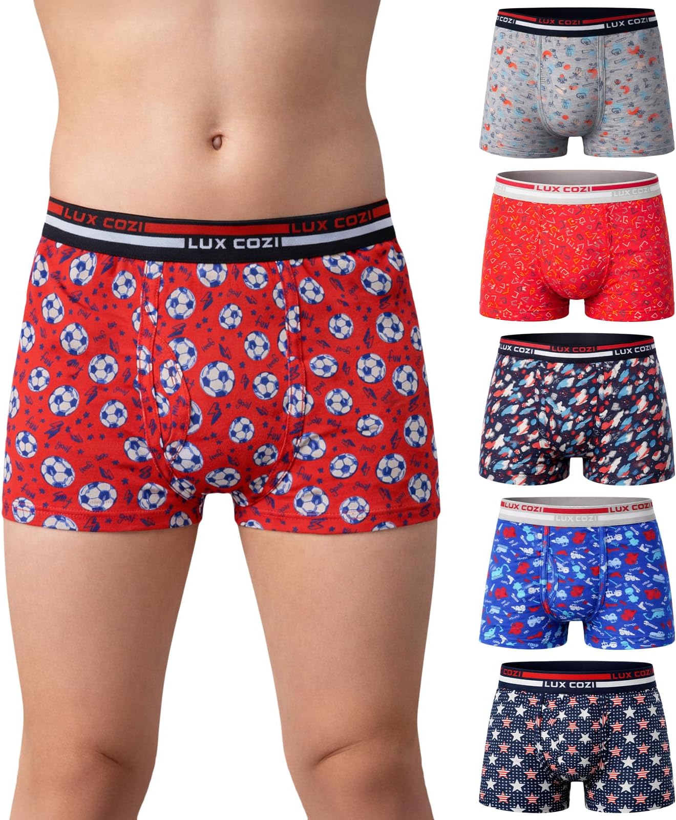 100% Cotton Outer Elastic Semi Long Print Trunk for Boys | Color & Prints May Vary |Pack of 6