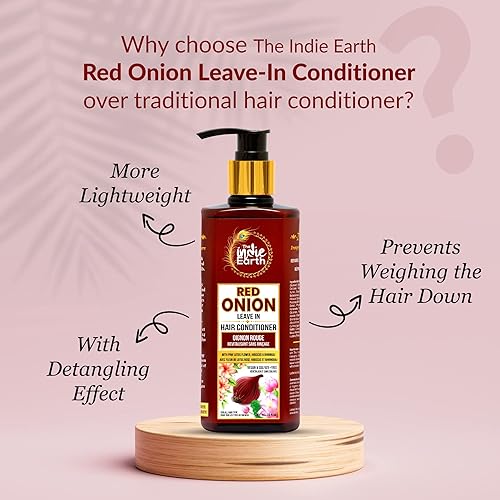 Miniatura 3 de Acondicionador de cabello sin enjuague de cebolla roja con flor de loto rosa, hibisco, bhringraj y otras 14 hierbas de primera calidad, proporciona