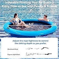 Vista 2 de Round Inflatable Floating Dock, Sunchill Float Ring, Hammock Tanning Pool with Woven Fabric, Manual Pump for 1-2 Min Quick Inflate/Deflate, Fits