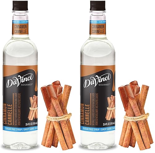 DaVinci Gourmet Jarabe de canela sin azúcar, 25.4 onzas líquidas (paquete de 2)