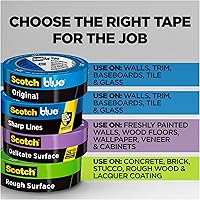 Vista 9 de Scotch Painter's Tape - Cinta de pintor original multisuperficie, 1.88 pulgadas x 60 yardas, 8 rollos, azul, cinta que protege superficies y se
