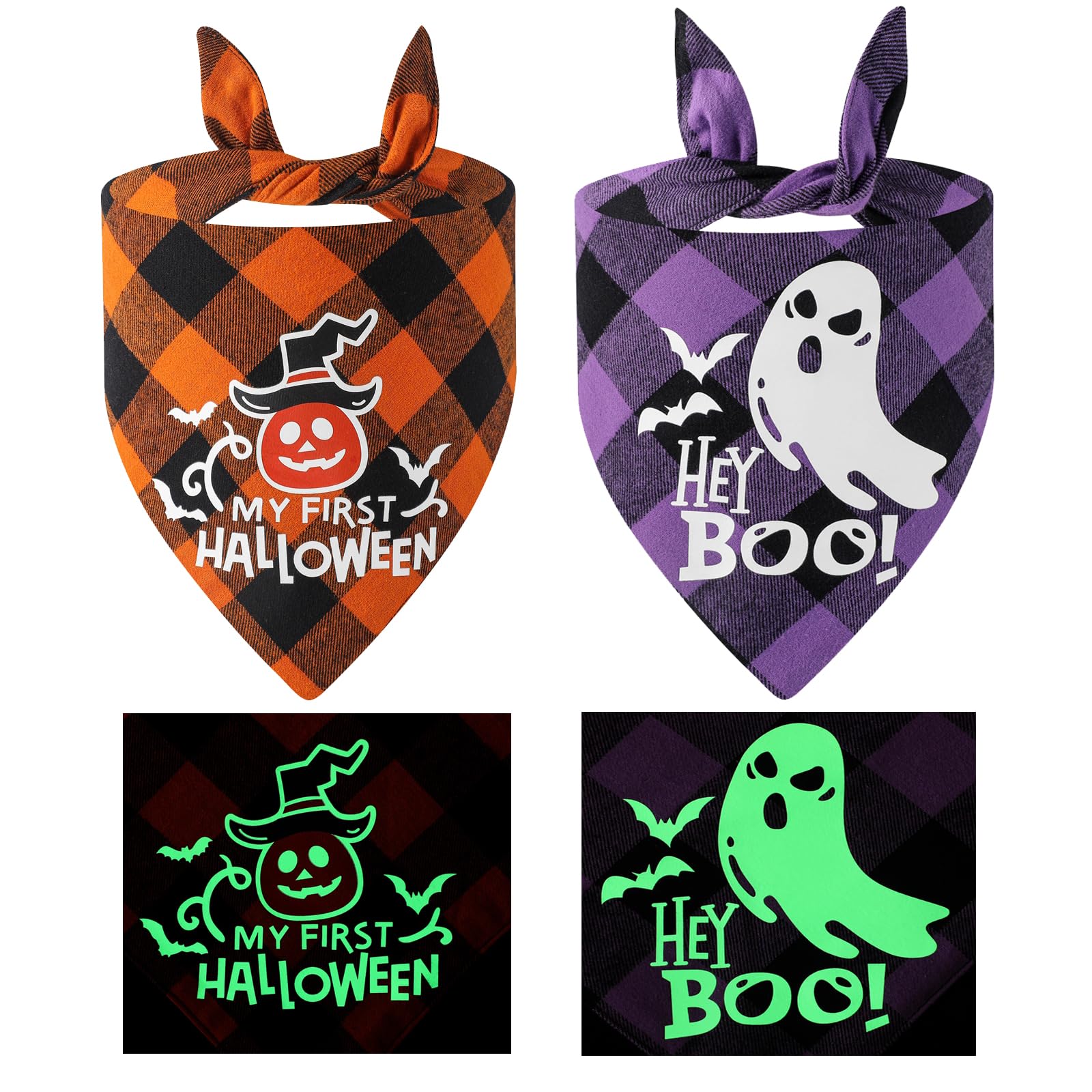 4 Stück Halloween Halstuch Für Hund – Dreieckige Bandanas Mit Kürbis & Fledermaus Motiven, Für Alle Größen