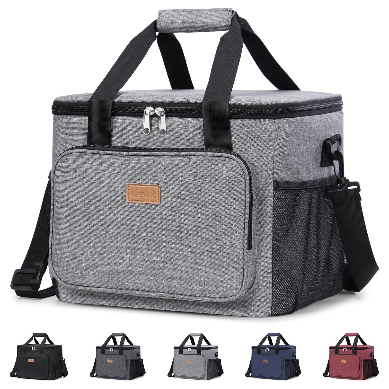 Lifewit Large Lunch Bag, Insulated Lunch Box, Soft Cooler Cooling Tote for Adult Men Women, Gray 40-Can (24L)