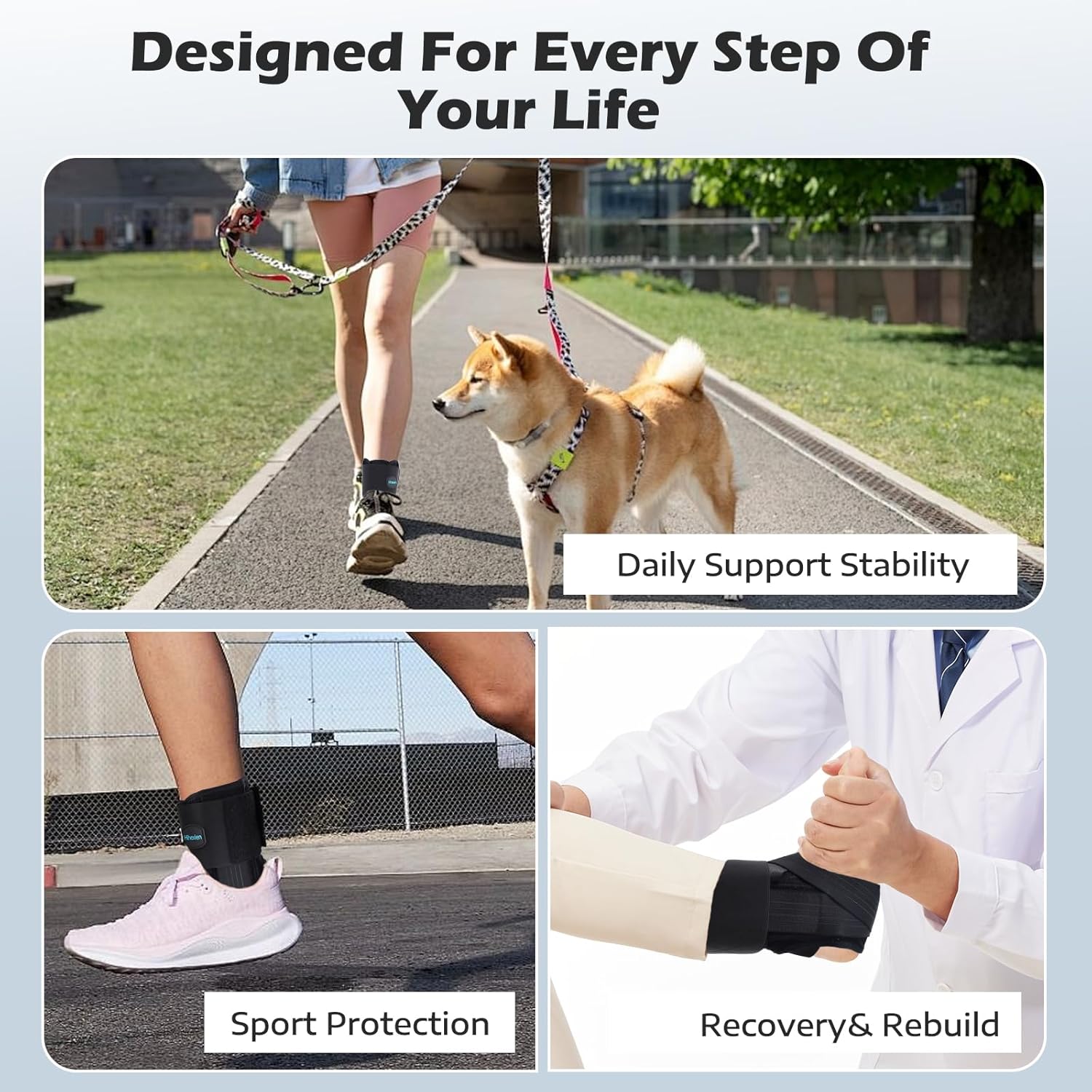 Ankle Brace for Sprained Ankle, Ankle Brace for Women Men Adjustable & Air Fabric Cool With 2 Removable Side Splints, Ankle Stabilizer for Basketball, Volleyball, Sports, Injury Recovery (Medium) - Image 6