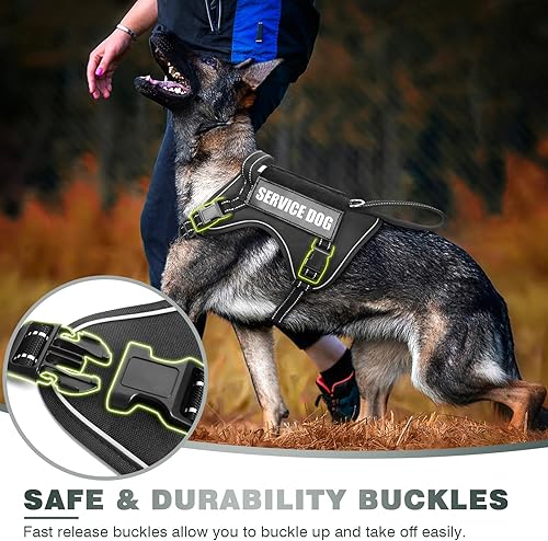 Miniatura 28 de WINSEE Arnés táctico para perro, arnés sin tirones para perros medianos y grandes con asa y Molle, arnés de servicio militar para perros pequeños