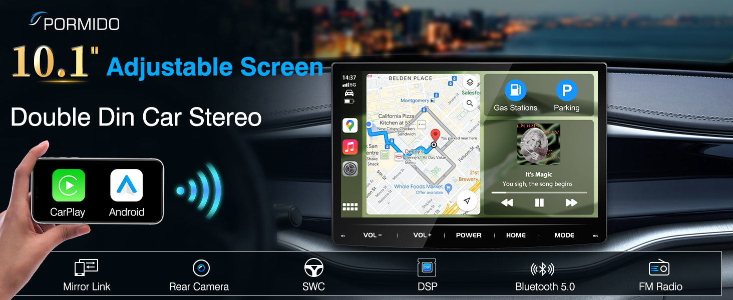 Amazon.com: PORMIDO Double Din Car Stereo: 10.1