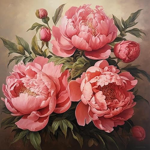 PIPISKY Kit de pintura de peonías por números, juego de pintura floral por números para adultos, decoración de pared colorida para cocina, imagen