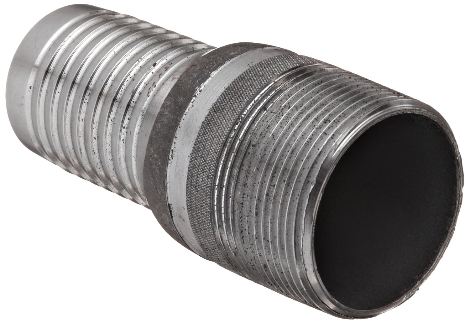 Dixon ST20 Unplated Steel Hose Fitting, King Combination Nipple Threaded End with Knurled Wrench Grip, 1-1/2"-11-1/2 NPT Male x 1-1/2" Hose ID Barbed