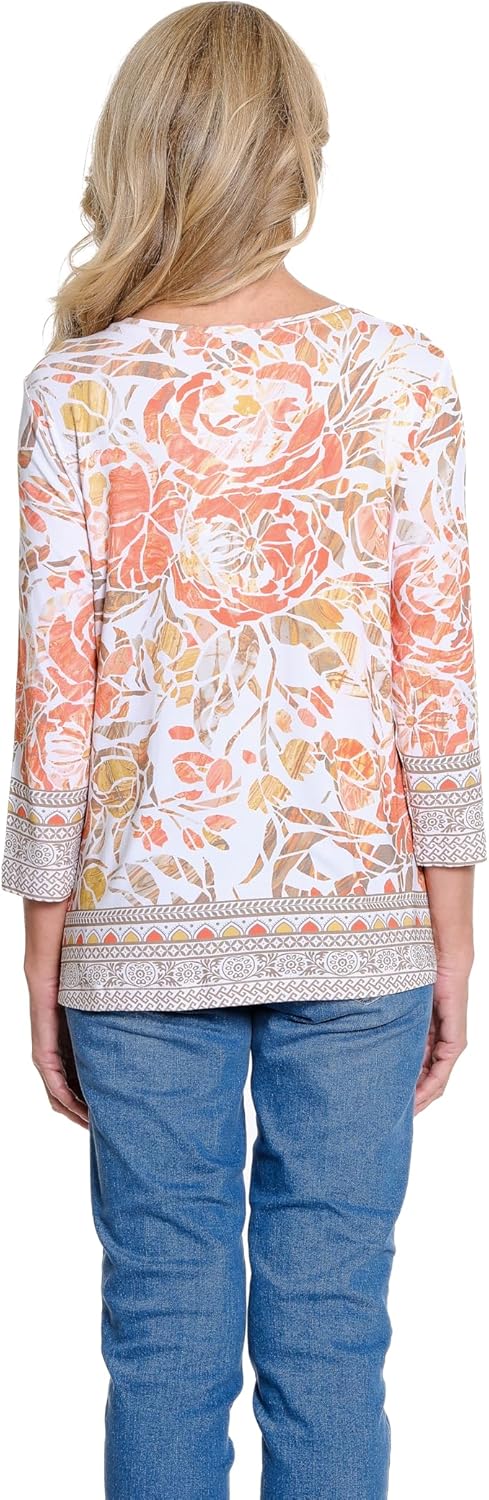 MULTIPLES Women's 3/4 Sleeve Scoop Neck Embellished Top - Image 2