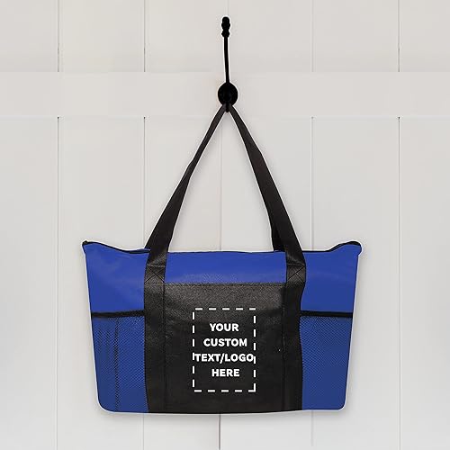 Miniatura 6 de Juego de 10 bolsas de mano no tejidas con cremallera, texto personalizable, logotipo, bolsillo de malla, con cremallera, reciclables, reutilizables,