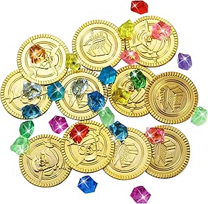 200-teiliger Piratenschatz - Goldmünzen & Edelsteine Für Schatzsuchen & Kinderpartys