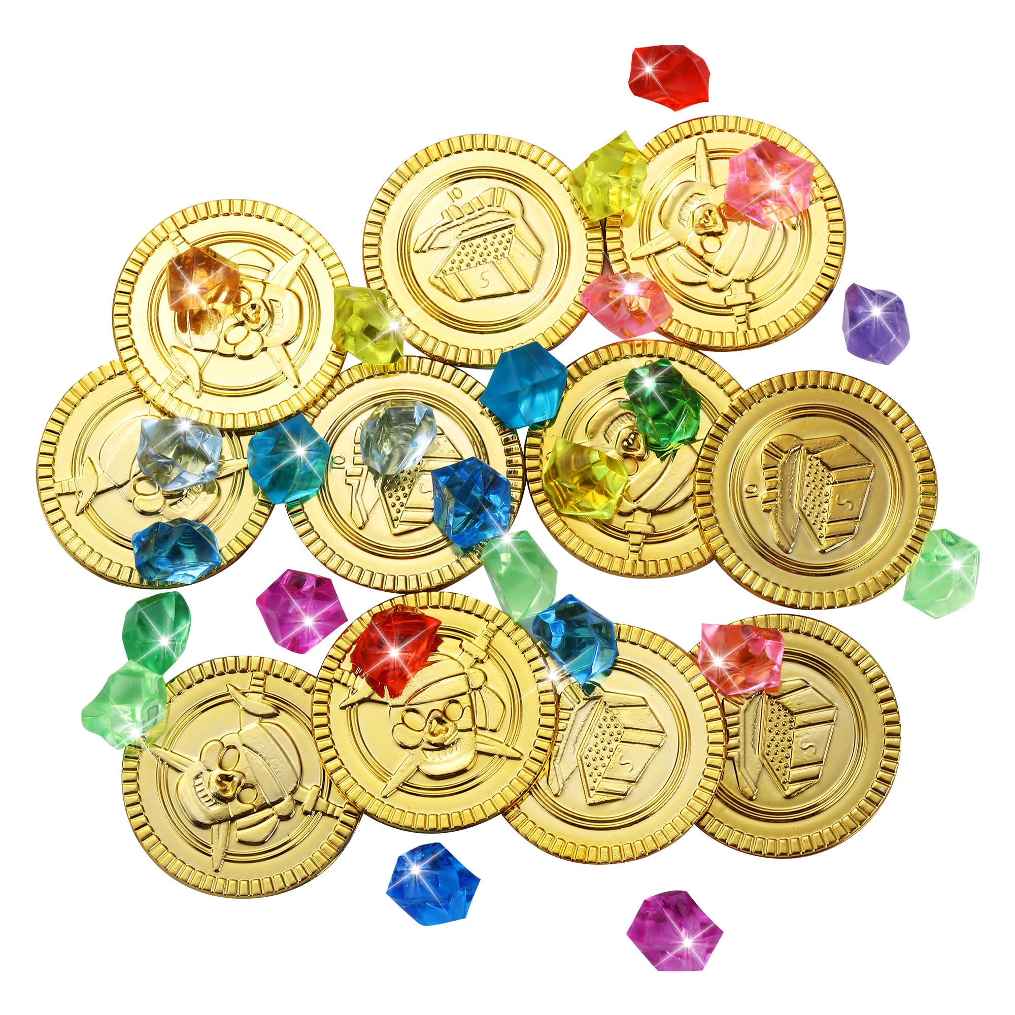 Pirata tesoro dei pirati, set di pietre per bambini, 50 monete d'oro