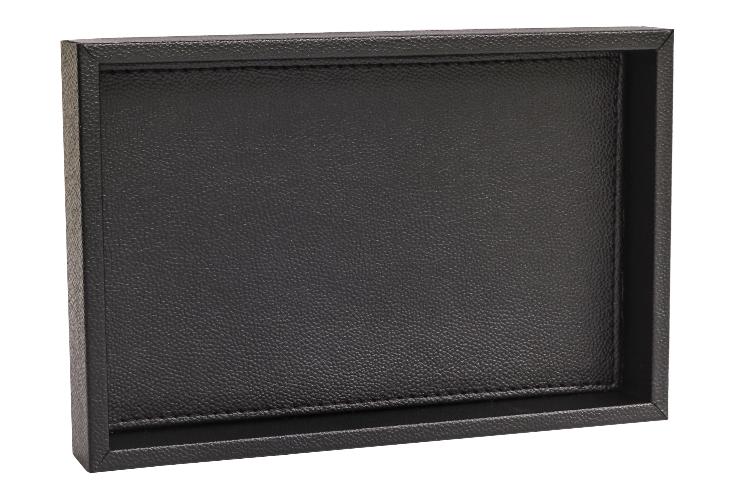 MOENA Bandeja de piel sintética, elegante organizador de joyas para llaves, organizador de escritorio, bandeja de servir, accesorios de yate (negro mate, pequeño)