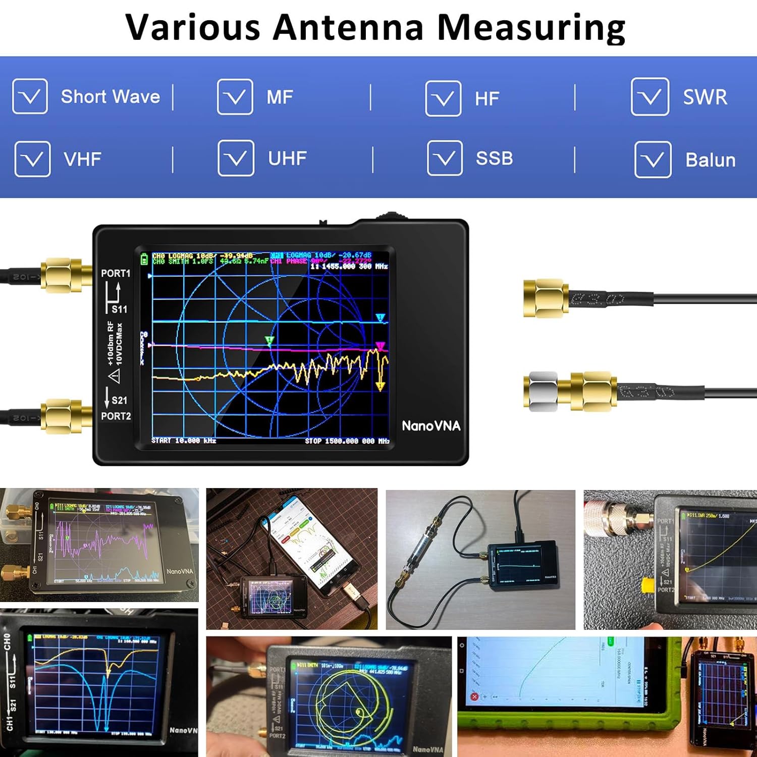 AURSINC NanoVNA-H Vector Network Analyzer with 32GB SD Card, and AURSINC Test Demo Set Tool Testboard Kit