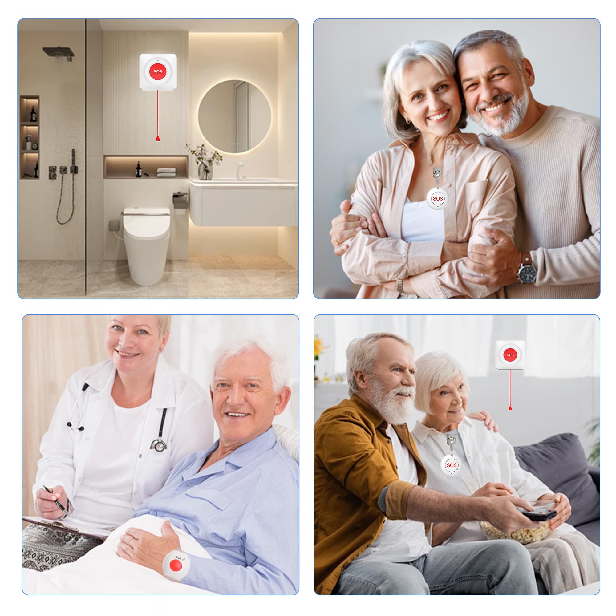 XUK Sistema de llamada de emergencia para ancianos, 1 host + 2 relojes versión WiFi dispositivos de llamada
