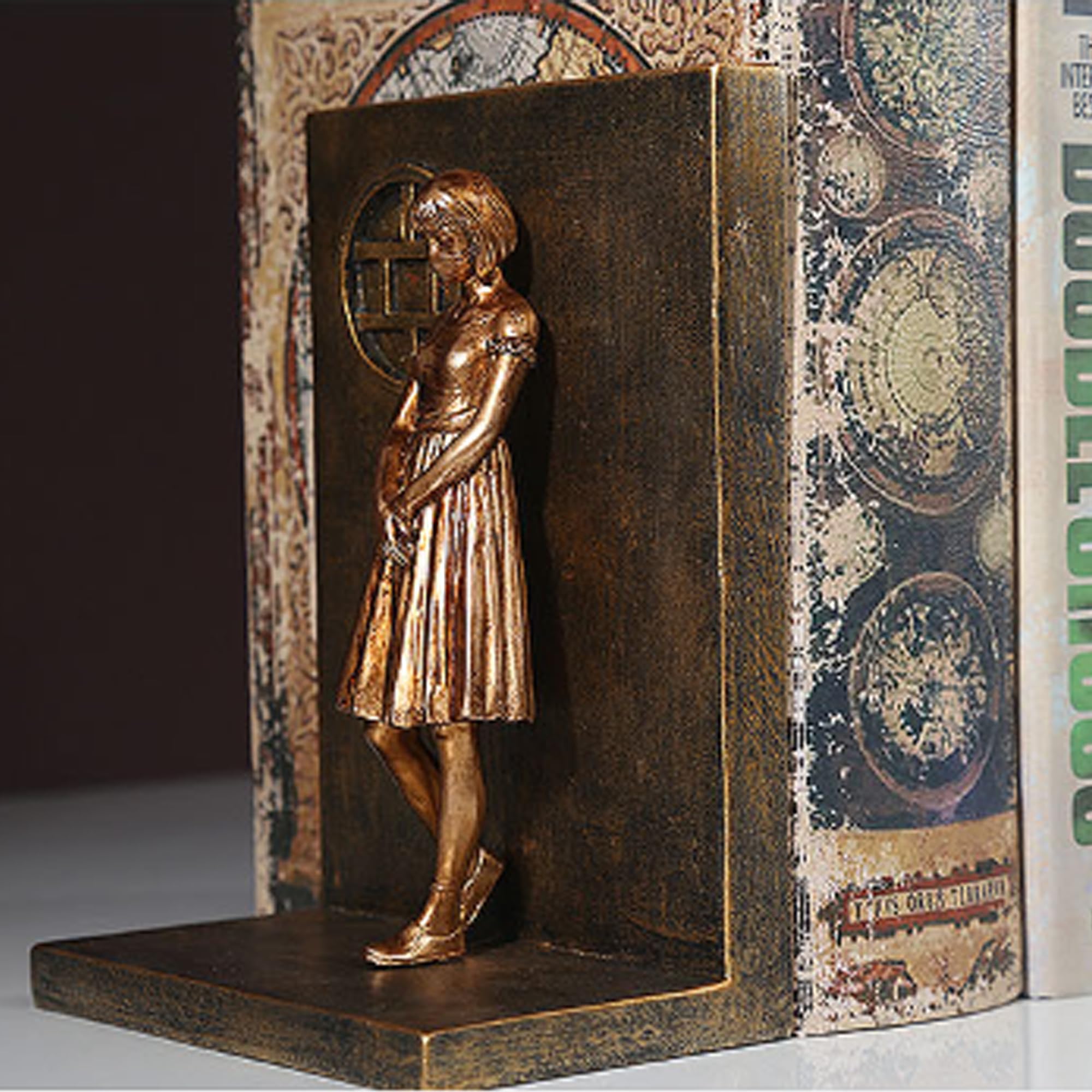 Bloque de Libro Creativo Moderno Soporte de Libro Inclinado Regalo Casa Estantería Accesorios Escandinavo Estudio Habitación Escritorio Ornamento Entrada Salón Decoración (Dorado)
