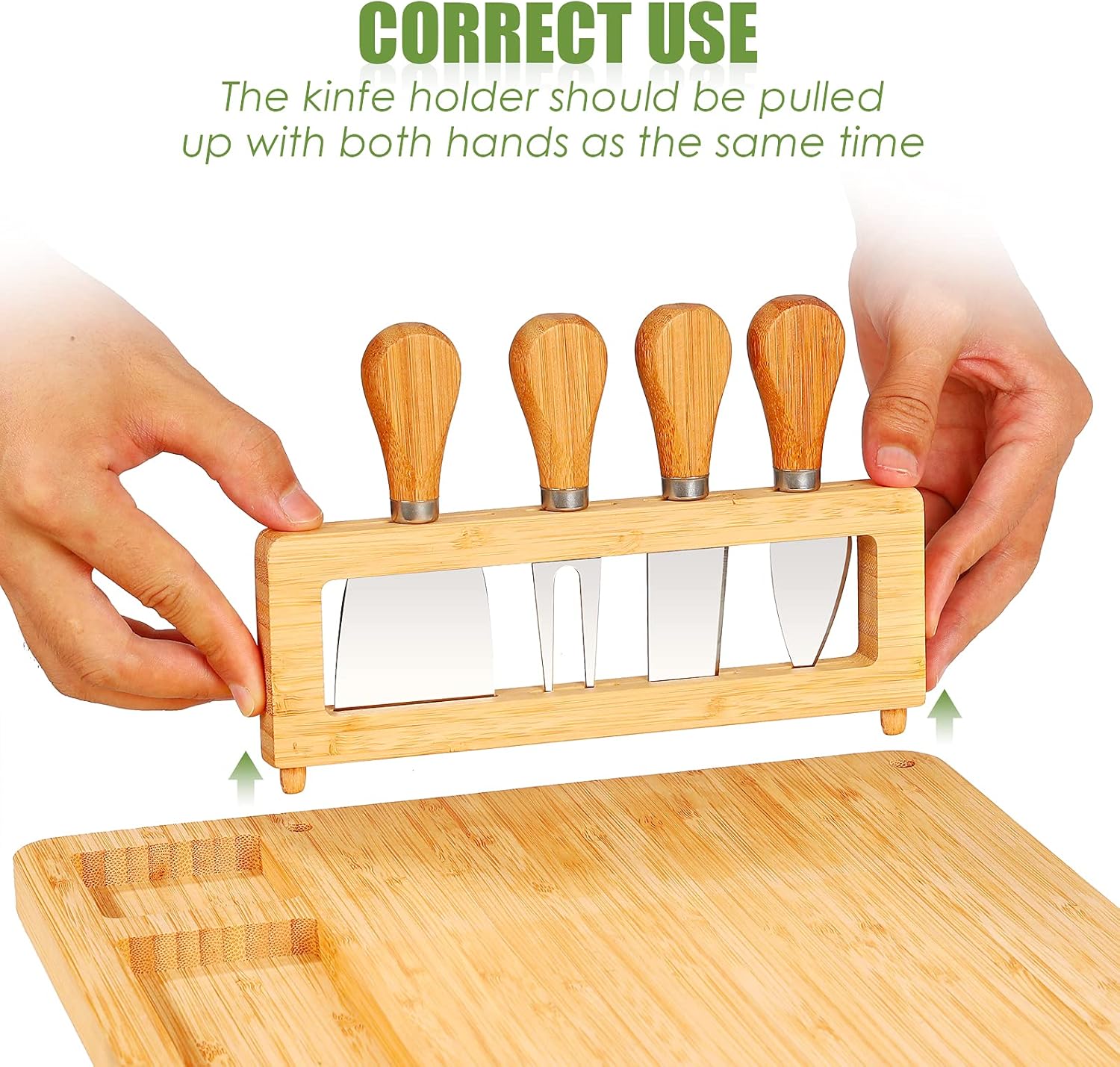 Exсluѕіvе Dіѕсоunt 🔥 Bamboo Cheese Board Set, Charcuterie Platter and Serving Meat Board Including 4 Stainless Steel Knife and Serving Utensils, Unique Gifts for Christmas Wedding Birthday Anniversary(14''x11'')